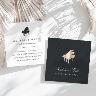 Elegant Gold Piano Instructor Music Teacher Quadratische Visitenkarte
