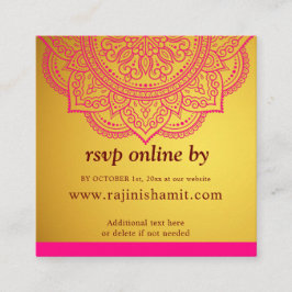 Elegant Gold Pink Mandala & Indian Wedding RSVP Begleitkarte