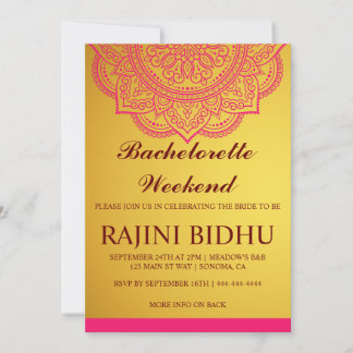 Elegant Gold Pink Paisley Bachelorette Weekend Inv Einladung