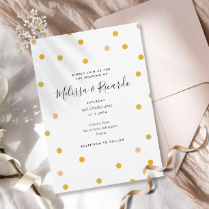 Elegant Gold Polka Dots Wedding Einladung