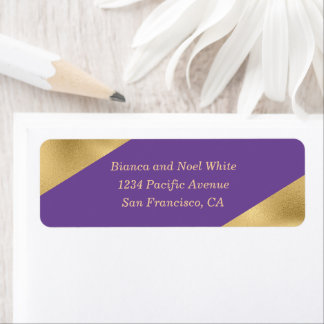 Elegant Gold Purple Return Address Labels
