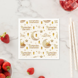Elegant Gold Ramadan Kareem Calligraphy Iftar Serviette