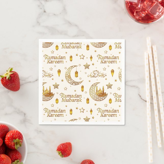 Elegant Gold Ramadan Kareem Calligraphy Iftar Serviette (Beispiel)