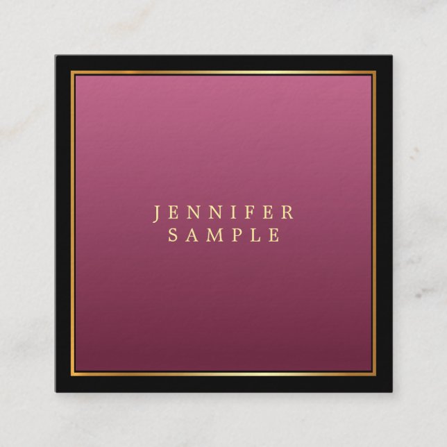 Elegant Gold Red Beruflich Sophisticury Luxury Quadratische Visitenkarte (Vorderseite)