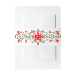 Elegant Gold Red Daisy Etching Einladungen Einladungsbanderole