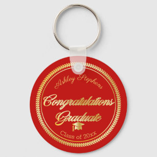 Elegant Gold   Red Grad Cap Class of 2023 Schlüsselanhänger