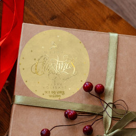 Elegant Gold Reindeer Gold Briefe Weihnachten Runder Aufkleber