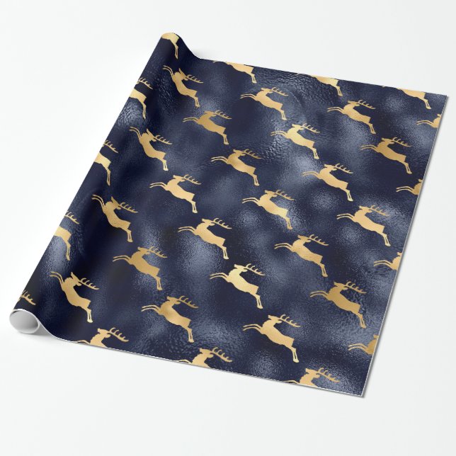 Elegant Gold Rentier Weihnachten Geschenkpapier (Ungerollt)
