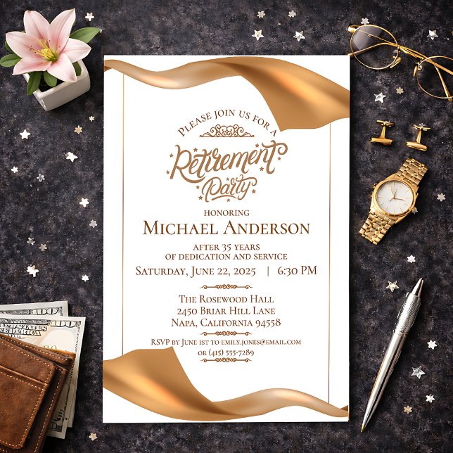 Elegant Gold Retirement Party Invitation (Créateur téléchargé)