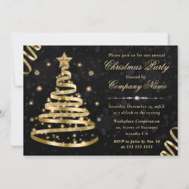 Elegant Gold Ribbon Tree Corporate Weihnachten Einladung