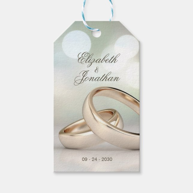 Elegant Gold Rings Simple Wedding Geschenkanhänger (Vorderseite)