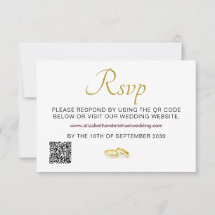 Elegant Gold Rings Wedding QR Code UAWG RSVP Karte