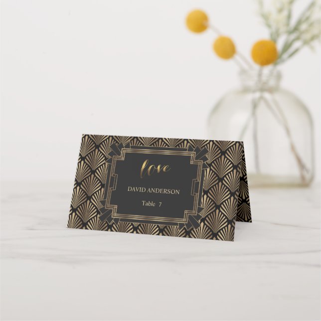 Elegant Gold Roaring Große Gatsby Hochzeit der 192 Platzkarte (Rückseite)
