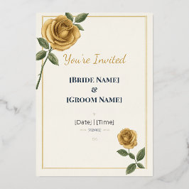 Elegant Gold Rose Wedding Invitation | Modern Bota Folieneinladung