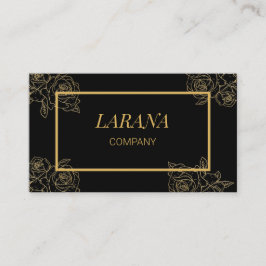 Elegant Gold Roses Black Luxury Professional Visitenkarte