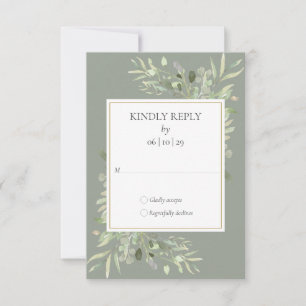 Elegant Gold Sage Grüne Hochzeit RSVP Karte