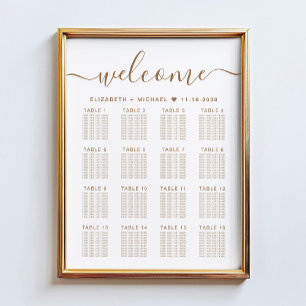 Élégant Gold Script 16 Tableau Mariage de table