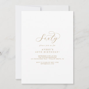 Elegant Gold Script 60. Geburtstagsparty Einladung