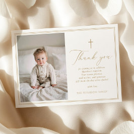 Elegant Gold Script Baptism Flat Thank You Card Dankeskarte