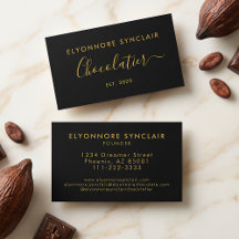 Elegant Gold Script Chocolatier Branding Black