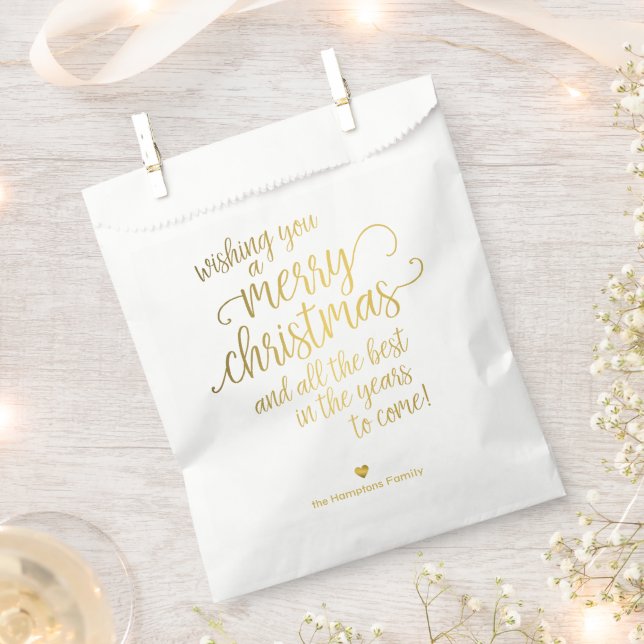 Elegant Gold Script Frohe Weihnachtsfeiertage Geschenktütchen (Ausgeschnitten)