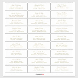 Elegant Gold Script Guest Names Adressenaufkleber Aufkleber