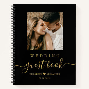 Élégant Gold Script Heart Mariage livre d'invité