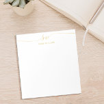 Elegant Gold Script Initial Monogram Notizblock<br><div class="desc">Gold Minimalistisches, modernes Monogram Notepad. Erstellen Sie Ihr eigenes personalisiertes Notizblock mit benutzerdefinierten Initialen in Skripttypografie und individuelle Name.</div>