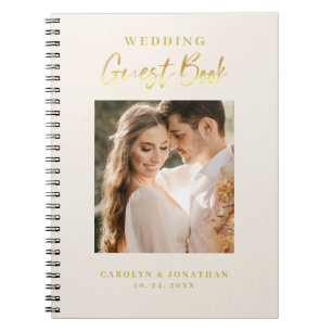 Elegant Gold Script Ivory Wedding Gästebuch Notizblock