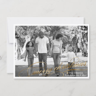 Élégant Gold Script Joyeux Carte photo de Noël
