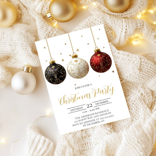 Elégant Gold Script Noël fêté Invitation (Créateur téléchargé)