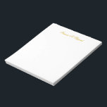 Elegant Gold Script Personalized Note Pad Notizblock<br><div class="desc">Elegant gold script personalized notierte pad.</div>