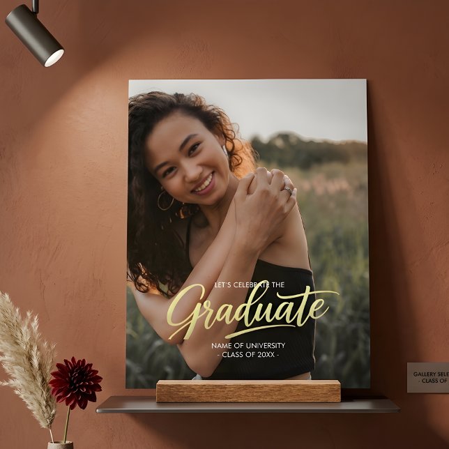 Elegant Gold Script Photo Graduation  (Créateur téléchargé)