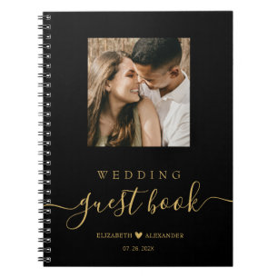 Elegant Gold Script Photo Mariage Livre d'invité