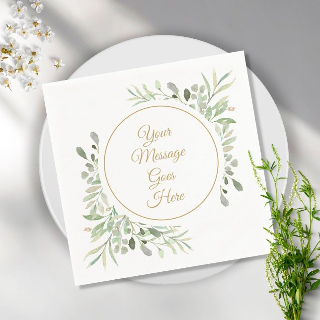 Elegant Gold Script Soft Watercolor Grüne Serviette (Von Creator hochgeladen)