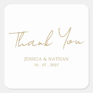 Elegant Gold Script Wedding Dankeschön Sticker