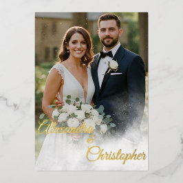 Elegant Gold Script Wedding Folieneinladung