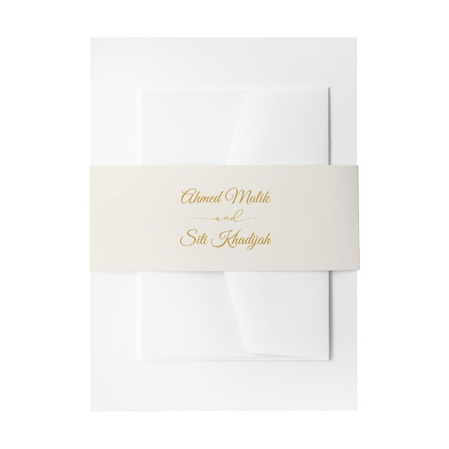 Elegant Gold Script Wedding Invitation Belly Band (Vorderseite Beispiel)