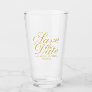 Elegant Gold Script Wedding Save the Date Glas