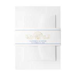 Elegant Gold Seashell Waves Wedding Einladungsbanderole