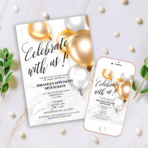Elegant Gold Silver Balloons Grand Opening