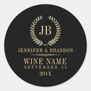 Elegant Gold & Silver Laurel Wreath Runder Aufkleber