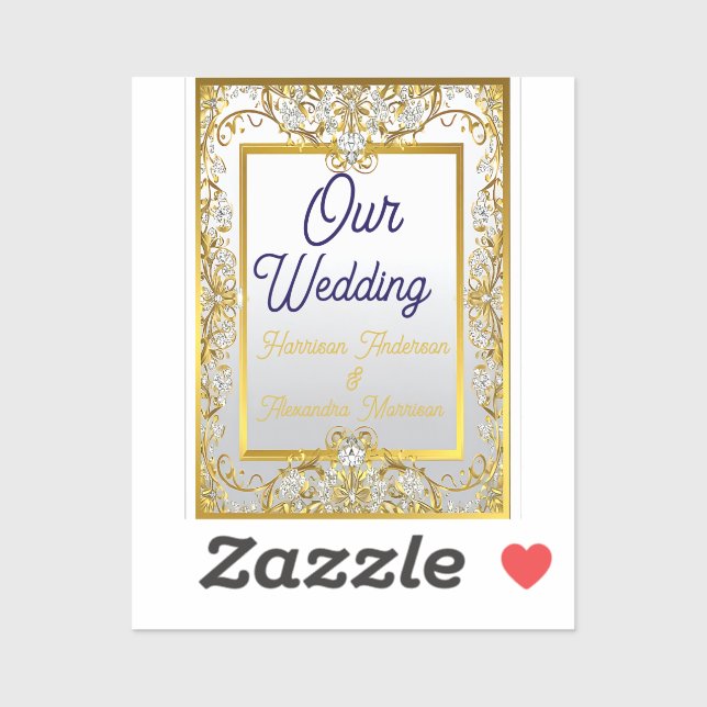 Elegant Gold & Silver Wedding Invitation Aufkleber (Blatt)