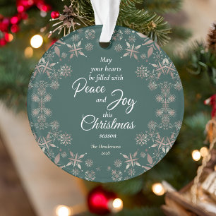 Élégant Gold Snowflakes Peace Joy Green