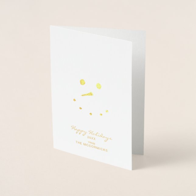 Elegant Gold Snowman Weihnachten Folienkarte (Vorderseite)