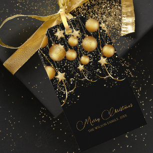 Elegant Gold Sparkle Christmas Bauble Geschenkanhänger