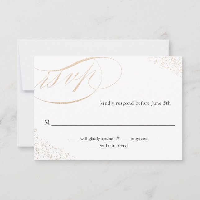 Elegant Gold Speckle Calligraphy Script Wedding (Vorderseite)