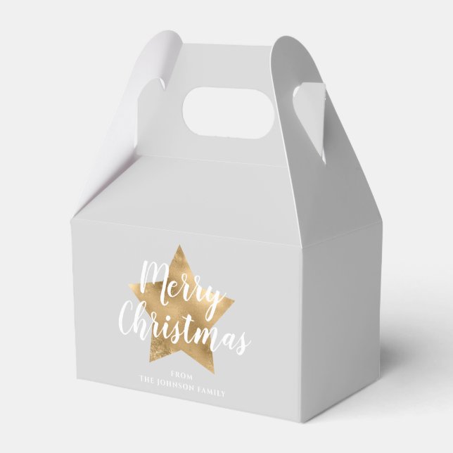 Elegant Gold Star Frohe Weihnachten Geschenkschachtel (Vorderseite)