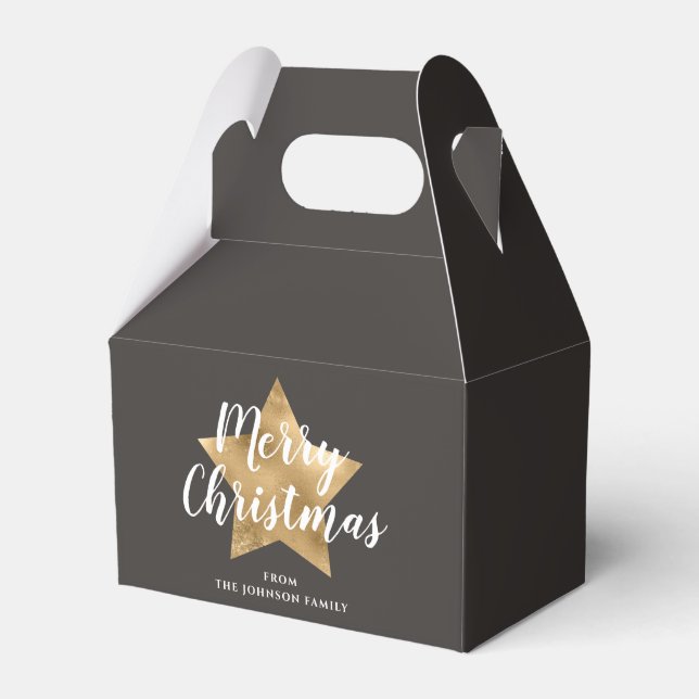 Elegant Gold Star Frohe Weihnachten Geschenkschachtel (Vorderseite)