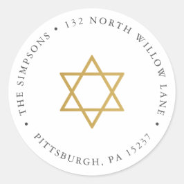 Elegant Gold Star of David Return Address  Runder Aufkleber